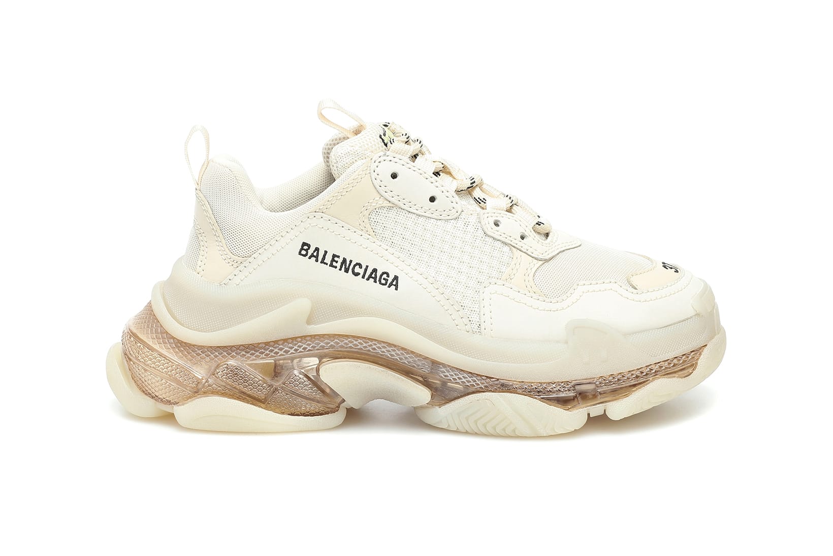 Real vs fake balenciaga triple s sneakers in white detail and